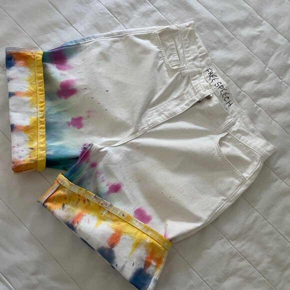 Custom Tie-Dye Free Speech Shorts – Size 8 – Upcycled Summer Denim - Picture 10 of 12